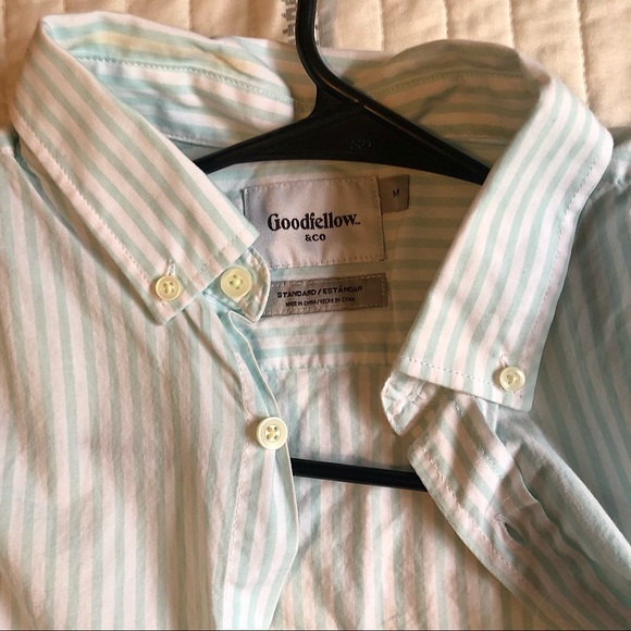 Goodfellow Teal Seersucker Button-Down - Picture 2 of 3